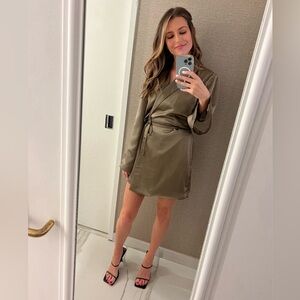 Reset by Jane wrap blazer dress olive green